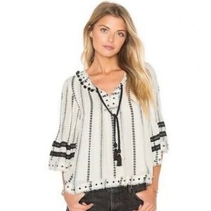 Tularosa x Revolve Huxley Top Boho Ivory Striped Tribal S